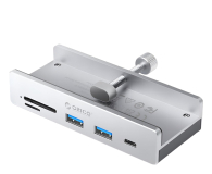 Hub USB Orico USB-C - 2x USB-A 3.2, USB-C 3.2, SD&TF - srebrny (na zacisk,